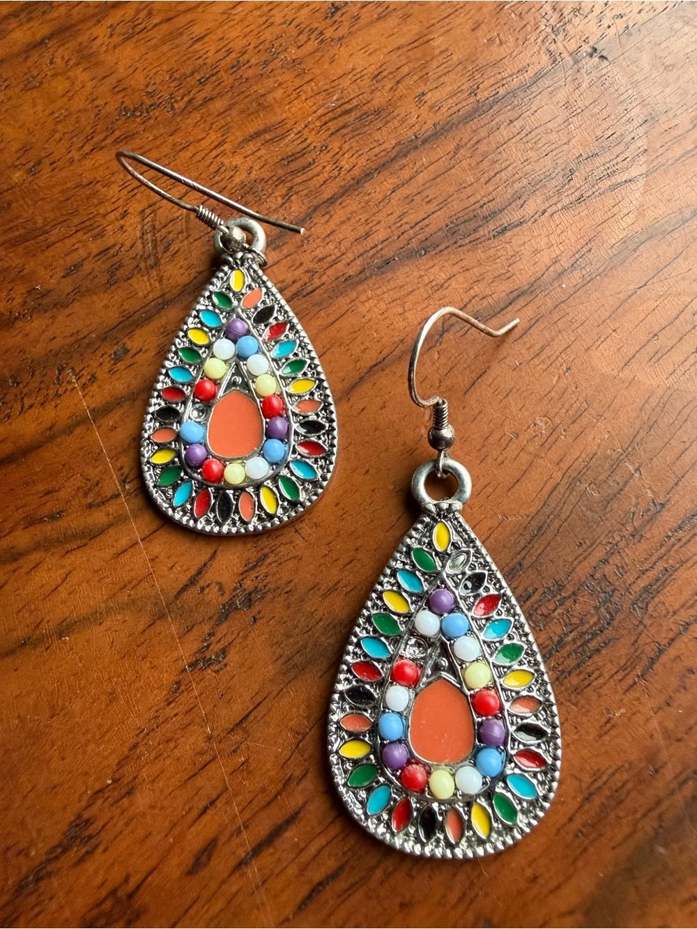 Multicolor Teardrop Dangle Earrings - Vibrant Boho Style